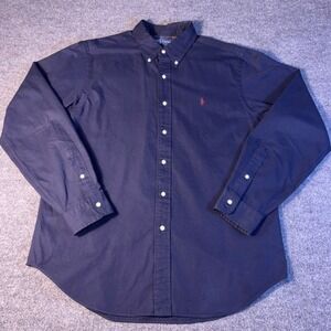 Polo Ralph Lauren Classic Fit Navy Blue Cotton Oxford Shirt Mens Large L